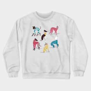 Greyhounds dogwalk // white background Crewneck Sweatshirt